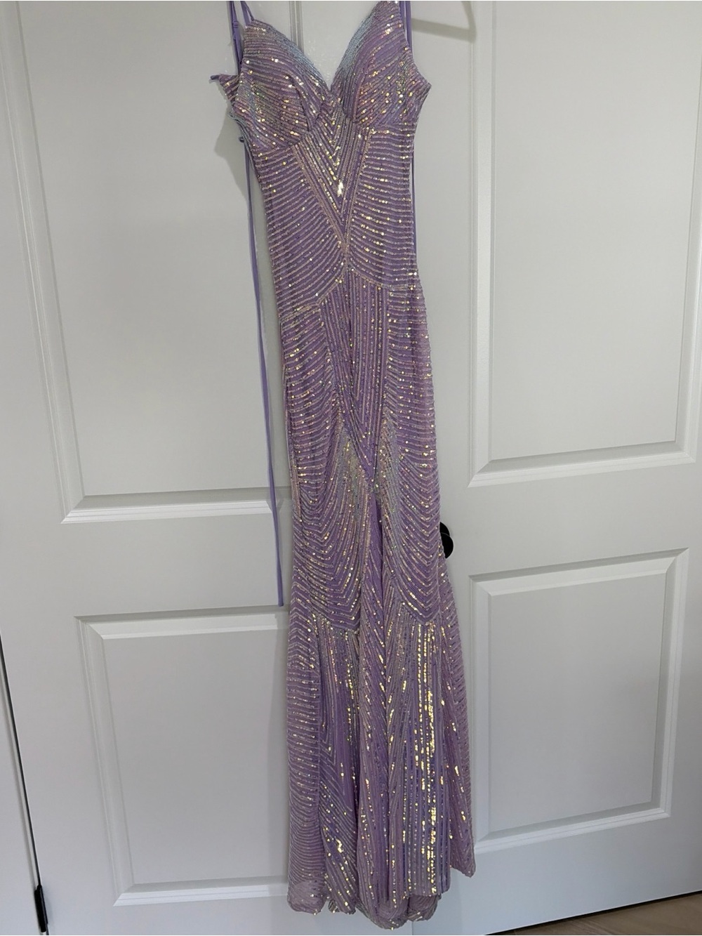 B Darlin Lavender Beaded Formal Dress